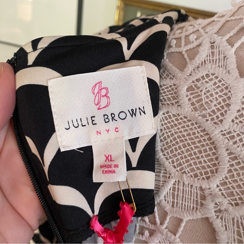 JB JULIE BROWN Black & White Scallop Pattern Dress XL NWT - Picture 6 of 7
